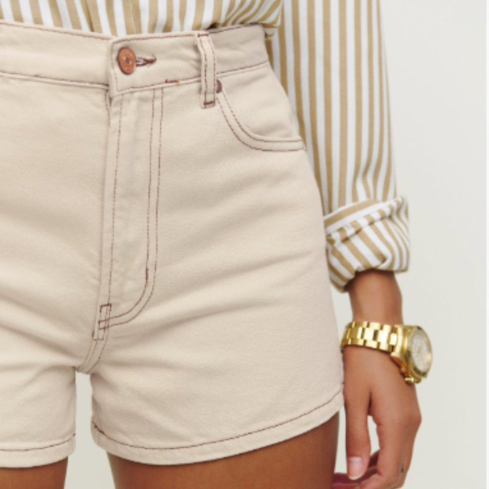 Reformation 	Cowboy High Rise Jean Shorts